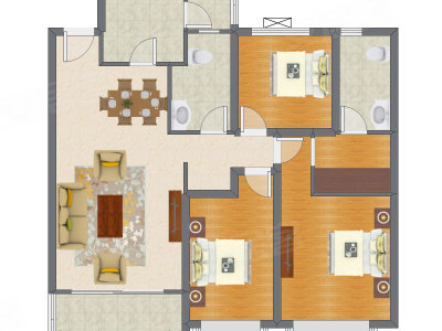 3室2厅 134.60平米户型图