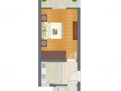 1室1厅 30.25平米户型图