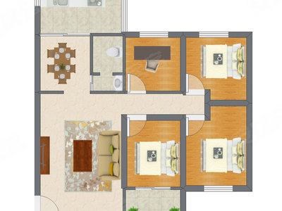 4室2厅 90.16平米户型图