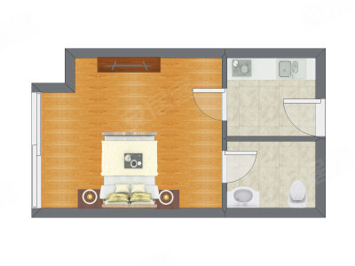 1室0厅 24.35平米户型图