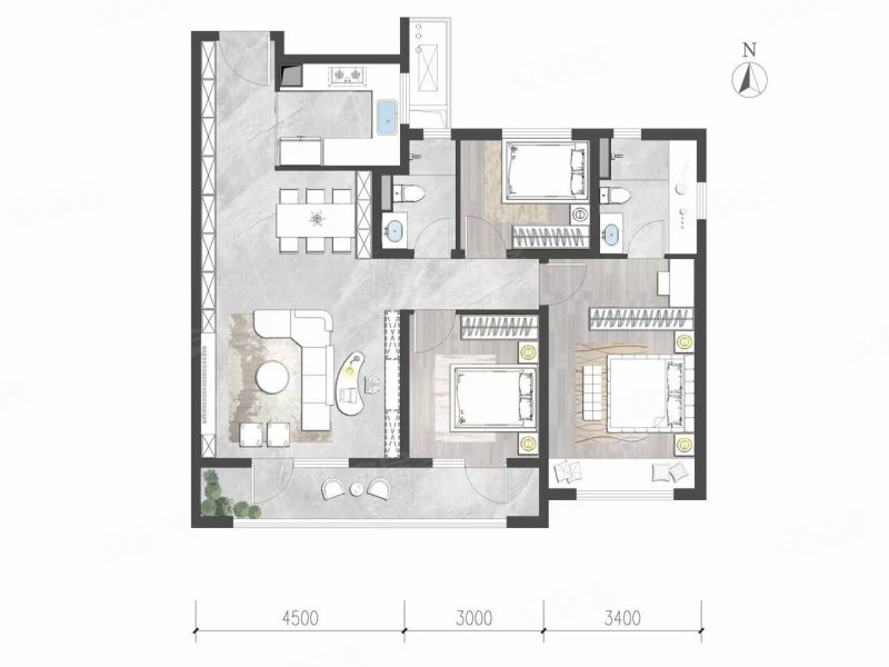 保利·咏山和颂3室2厅115㎡170万二手房图片