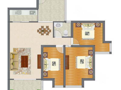 3室2厅 98.77平米