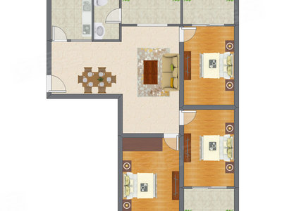 3室2厅 129.50平米户型图
