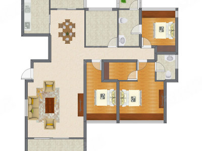 3室2厅 124.15平米