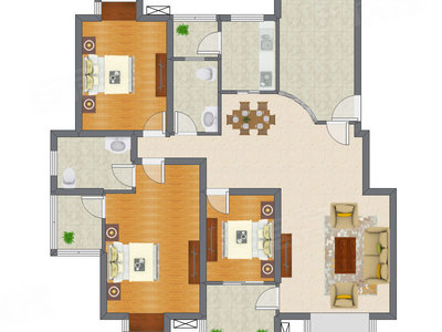 3室2厅 128.70平米