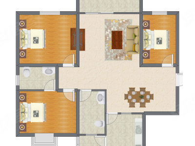 3室2厅 114.00平米