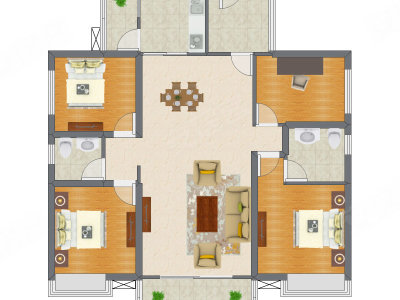 4室2厅 98.32平米