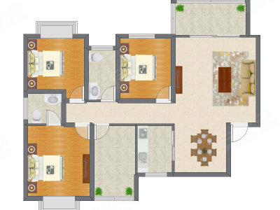 3室2厅 125.59平米