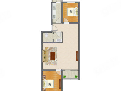 2室1厅 94.76平米户型图