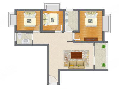 3室1厅 83.41平米