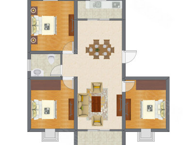 3室2厅 108.47平米