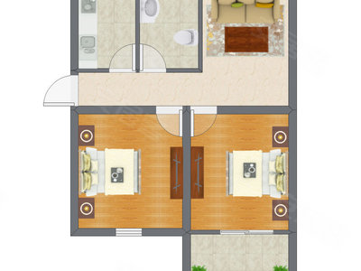 2室1厅 76.05平米户型图