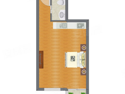 1室0厅 48.74平米户型图