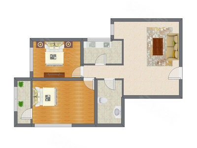 2室1厅 93.74平米户型图