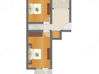 2室1厅 34.61平米户型图
