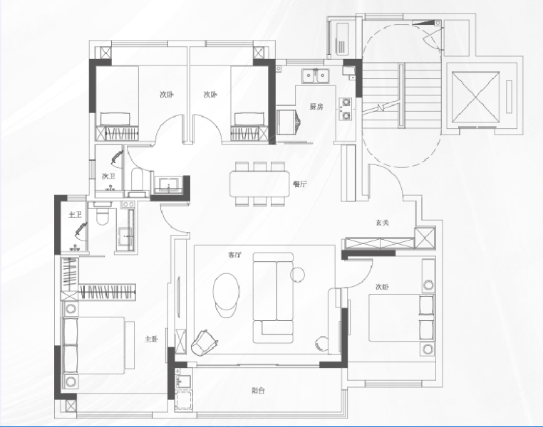 中建翰林雅境4室2厅2卫128㎡南383万