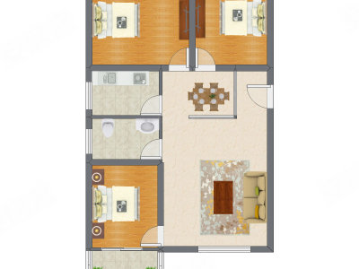 3室2厅 97.43平米户型图