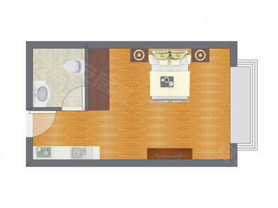 1室0厅 26.54平米户型图
