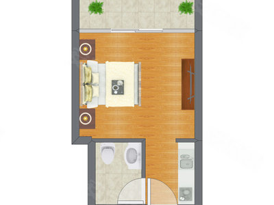 1室0厅 32.00平米户型图