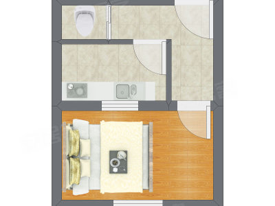 1室0厅 27.26平米