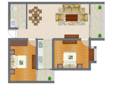 2室2厅 99.91平米户型图