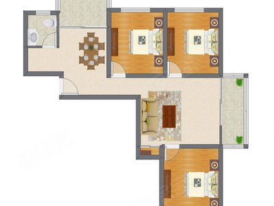 3室2厅 123.53平米户型图