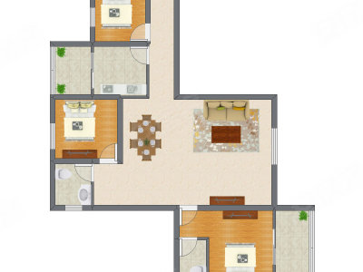 3室2厅 89.60平米