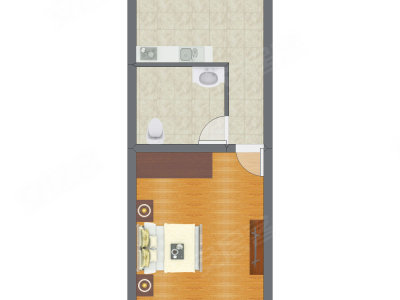 1室0厅 36.55平米户型图
