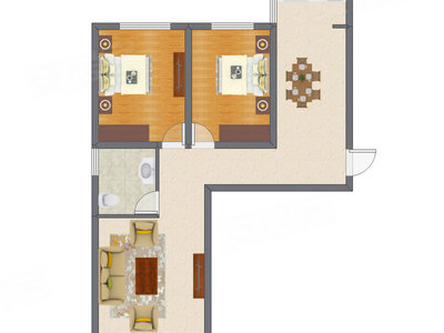 2室2厅 97.40平米户型图