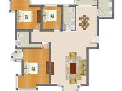 3室2厅 128.57平米