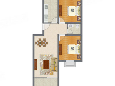 2室2厅 78.32平米户型图