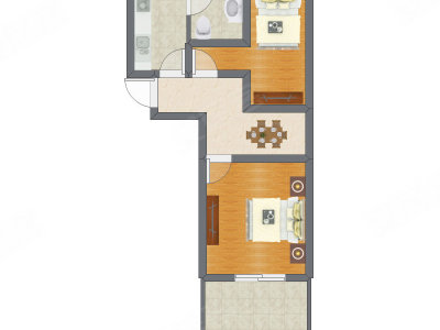 2室1厅 47.60平米