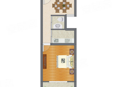 1室1厅 46.60平米户型图