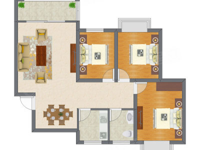 3室2厅 101.76平米