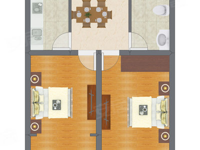 2室1厅 58.00平米户型图