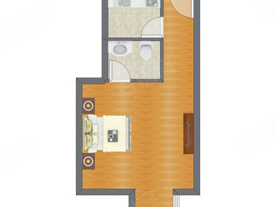 1室0厅 51.37平米户型图