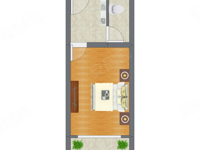 1室0厅 32.60平米户型图