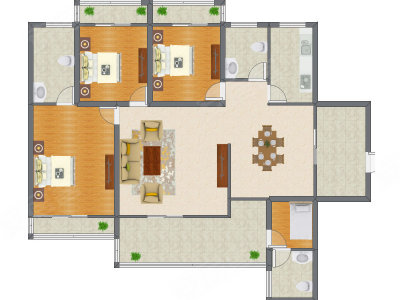 3室2厅 137.96平米户型图