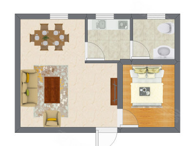 1室1厅 29.87平米户型图