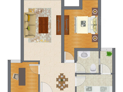 2室2厅 69.30平米户型图