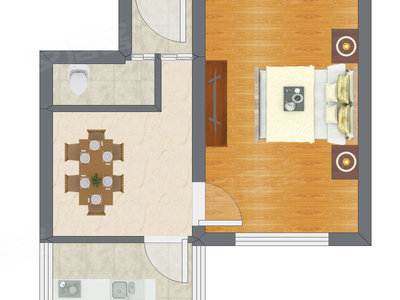 1室1厅 36.51平米户型图