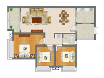 3室2厅 91.25平米户型图