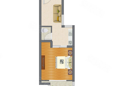 1室1厅 41.00平米户型图