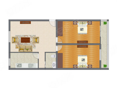 2室1厅 132.35平米户型图