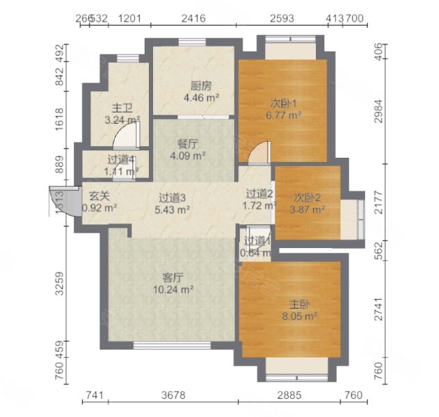 海尔山海湾3室2厅1卫91㎡南北97.5万