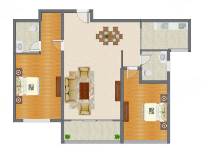 2室2厅 141.00平米户型图