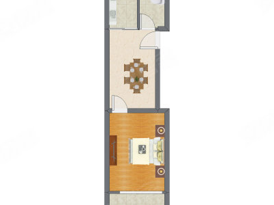 1室1厅 42.49平米户型图