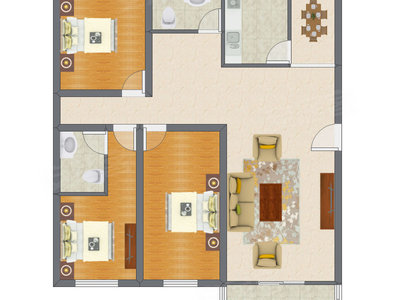 3室2厅 93.85平米户型图