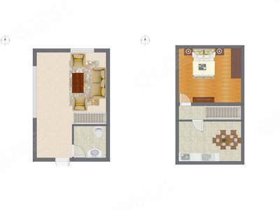 1室1厅 30.99平米户型图