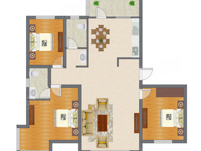 3室2厅 142.30平米